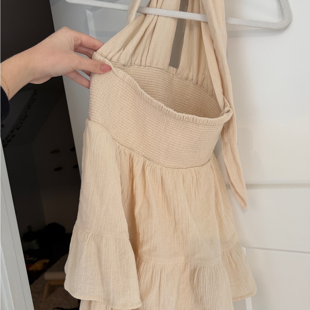 Cream Ruffled Halter Dress - Picture 3 of 3
